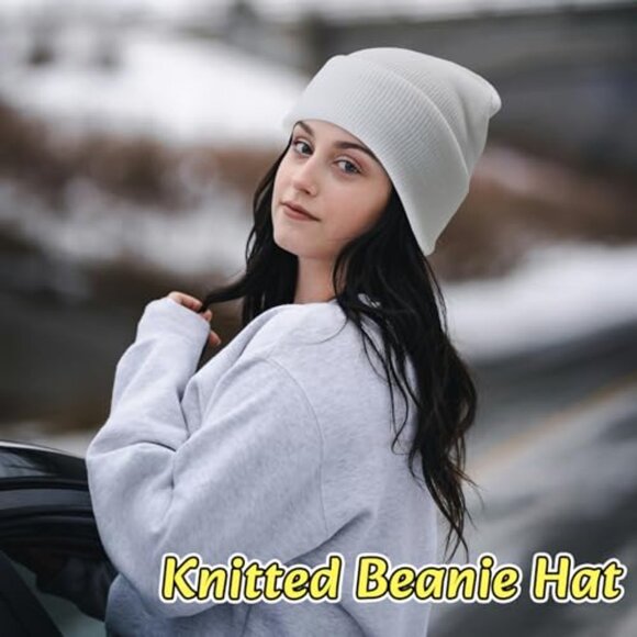 Unisex Knit Beanie Set Winter Warm Stretchy Soft Classic Minimal Style main image 6